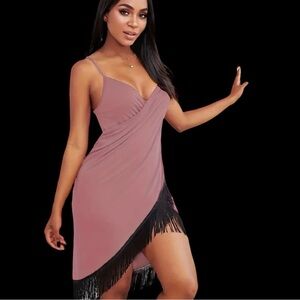 Mauve Tassel Wrap Lounge Dress